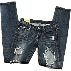 Machine jeans, women’s size 29, , mid rise,‎ distressed, cut out, straight leg